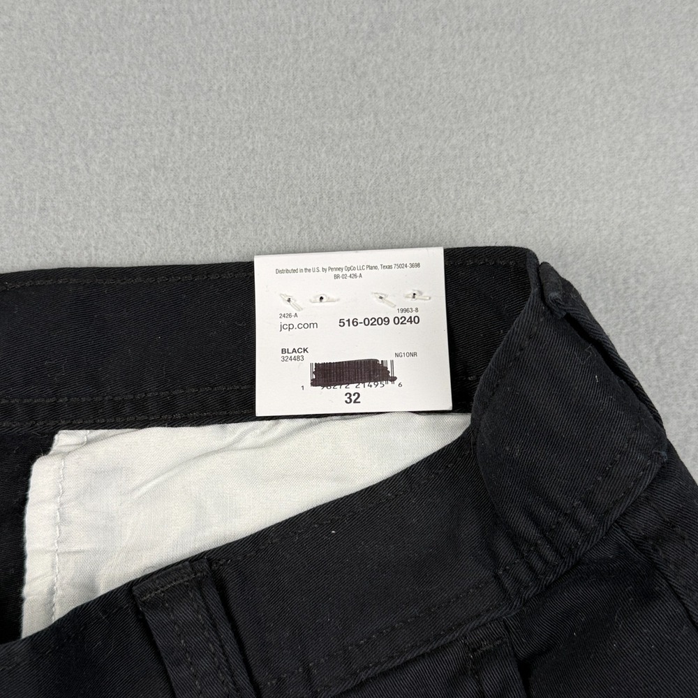 St Johns Bay Shorts Mens 32 Black Flat Front Chino Comfort Stretch 9" Inseam NWT - Picture 3 of 10